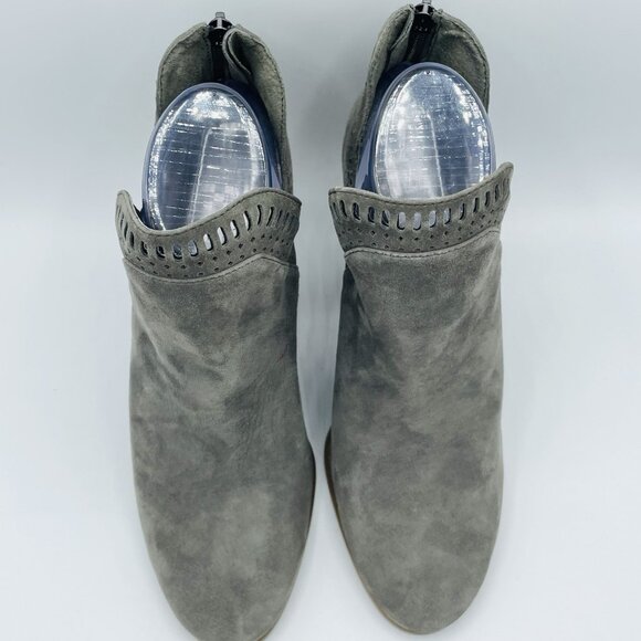 Vince Camuto Boots Womens Size 8 Gray Suede Leather Zip Ankle Heel Booties - Picture 5 of 11